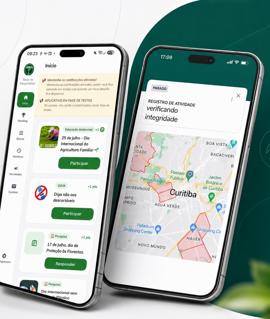 Sistema web e aplicativo da PAVI em uso